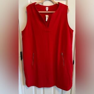 GAP Red Sleeveless Splitneck Shift Dress with Zippered Pockets Sz 20